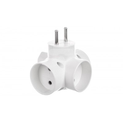R-43 Conector AC supply splitter Layout 2P Type round flat white TIMEX-ELEKTRO