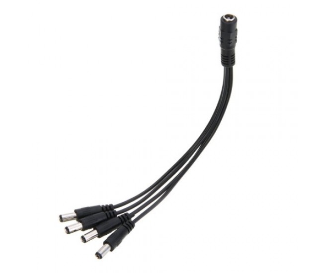 Cablu adaptor cu mufa DC 2.1x5.5 mm 1x mama la 4x tata pentru camere supraveghere Cablu adaptor cu mufa DC 2.1x5.5 mm 1x mama la 4x tata pentru camere supraveghere