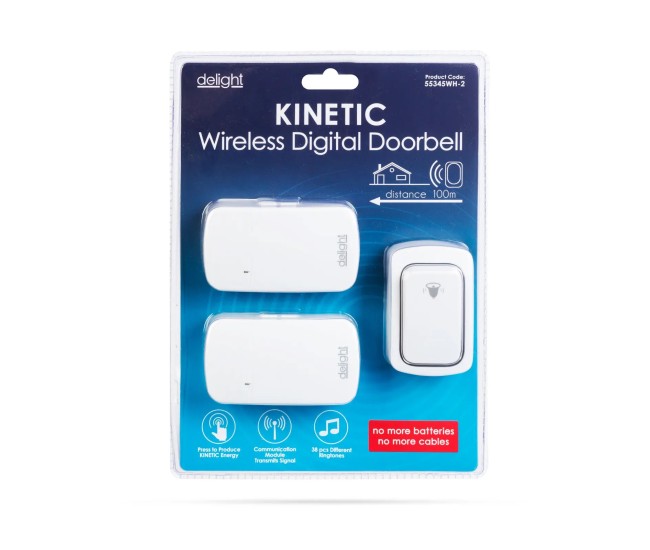 Sonerie alba fara fir si fara baterie Kinetic 2x receptori delight 55345WH-2 Sonerie alba fara fir si fara baterie Kinetic 2x receptori delight 55345WH-2