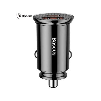 Incarcator bricheta auto 30W Baseus CCALL-YS01 Circular Plastic PPS 1x USB 4.5V /5A 1x USB Type-C 5V /3A negru