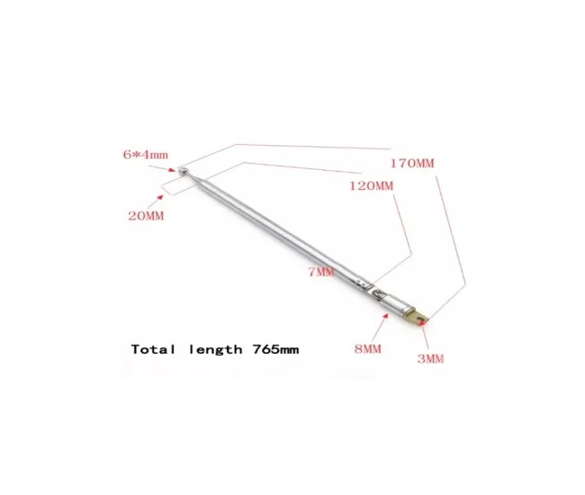 Antena telescopica 170-765mm 7 segmente Middle + balama ANTENA-RADIO5