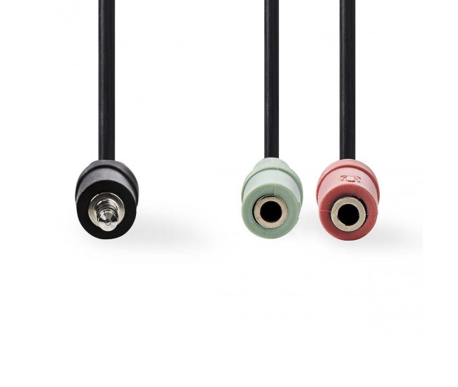 Adaptor audio pentru casti Jack 3.5 mm tata - 2x 3.5 mm mama 0.2m negru NEDIS