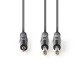 Cablu audio Stereo Jack mono 2x 6.35 mm tata - stereo 3.5 mm tata 3m gri Nedis Cablu audio Stereo Jack mono 2x 6.35 mm tata - stereo 3.5 mm tata 3m gri Nedis