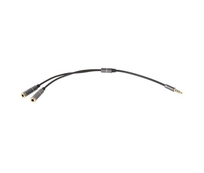 Cablu adaptor 3.5 mm Jack 4 pini - 2x Jack 3.5 mm STEREO 20cm Cablu adaptor 3.5 mm Jack 4 pini - 2x Jack 3.5 mm STEREO 20cm