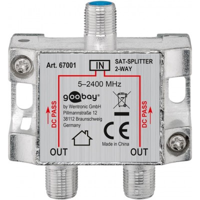 Splitter SAT 2 iesiri pentru dispozitive prin satelit 5-2400MHz Goobay 67001