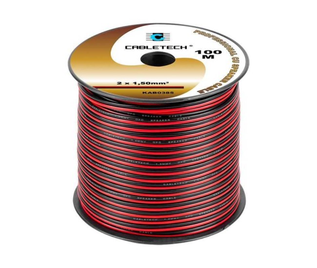 Cablu difuzor cupru 2x1.5mm rosu/negru Cabletech KAB0385