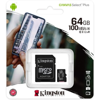 Card microSD Kingston 64GB Clasa 10 cu adaptor SD
