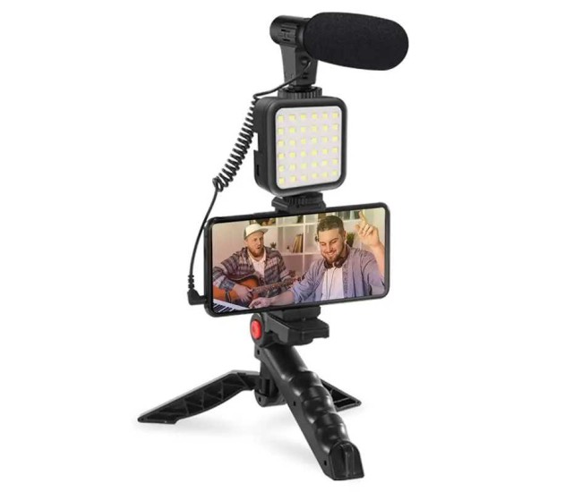 Set Vlogging 4 in 1 PLATINET PMVG4IN1 Microfon /Lumina video LED /Suport smartphone /Trepied Set Vlogging 4 in 1 PLATINET PMVG4IN1 Microfon /Lumina video LED /Suport smartphone /Trepied