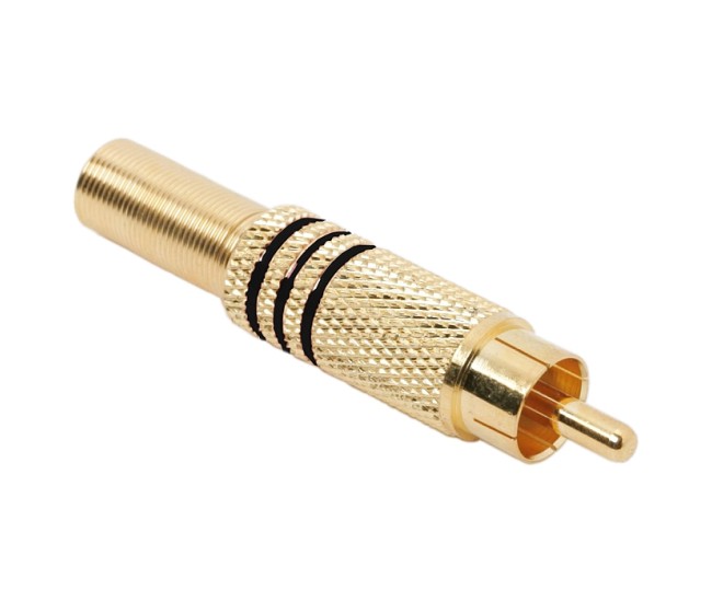 Mufa RCA aurita inel negru tata cablu maxim 6mm Mufa RCA aurita inel negru tata cablu maxim 6mm