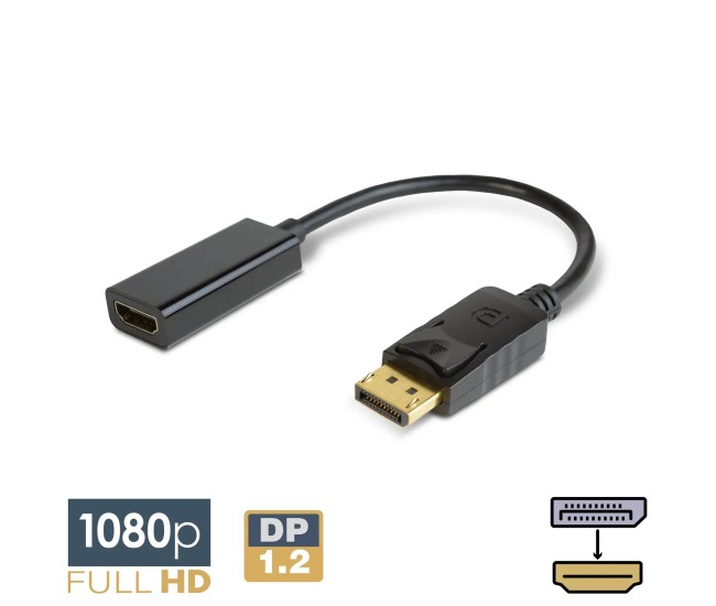 Cablu adaptor DisplayPort v1.2 la HDMI FullHD 1080 60Hz 25cm aurit delight 20337