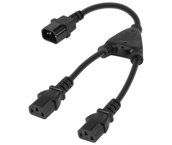 Cablu splitter alimentare PC C14 - 2x C13 2300W 10A 250V Cablu splitter alimentare PC C14 - 2x C13 2300W 10A 250V