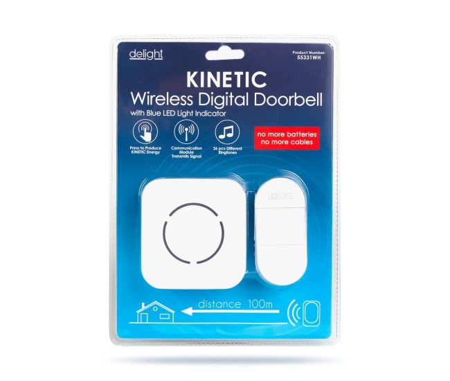 Sonerie wireless Kinetic fara baterii 1 buton +1 receptor alb delight 55331WH Sonerie wireless Kinetic fara baterii 1 buton +1 receptor alb delight 55331WH