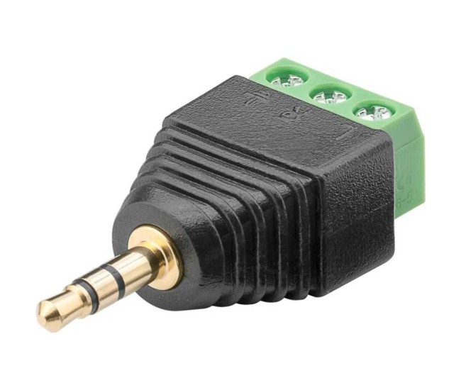 Adaptor bloc terminal cu 3 pini tip regleta cu surub la Jack 3.5 mm tata 3 pini stereo Goobay 76745 Adaptor bloc terminal cu 3 pini tip regleta cu surub la Jack 3.5 mm tata 3 pini stereo Goobay 76745