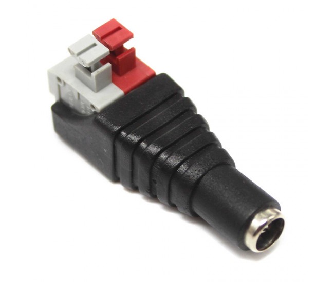 Mufa alimentare mama DC 2.1x5.5mm bloc terminal clip pt CCTV Mufa alimentare mama DC 2.1x5.5mm bloc terminal clip pt CCTV