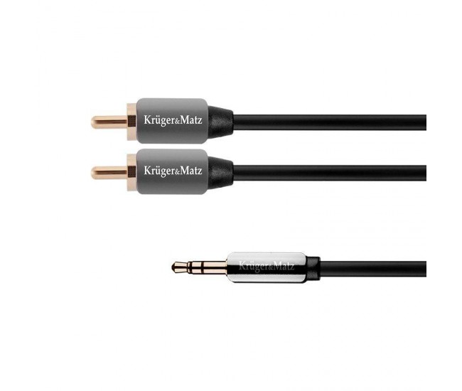Cablu Jack 3.5 mm la 2x RCA 1m Profesional Kruger&Matz Cablu Jack 3.5 mm la 2x RCA 1m Profesional Kruger&Matz