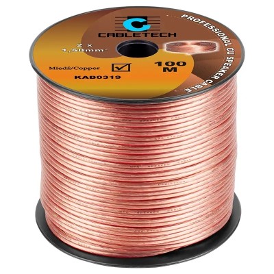 Cablu difuzor 10m 1.5mm x2 cupru transparent Cabletech KAB0319-10