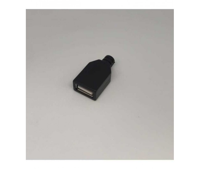 Mufa USB (2.0) TIP A mama pe cablu carcasa plastic negru Mufa USB (2.0) TIP A mama pe cablu carcasa plastic negru