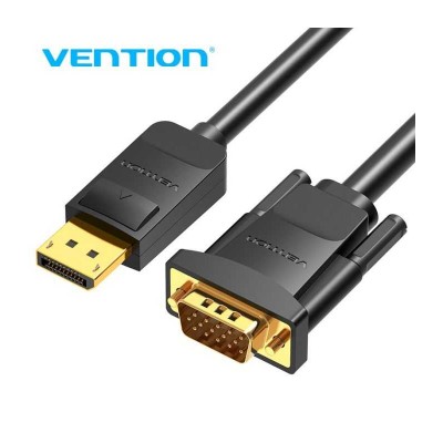 Cablu DisplayPort - VGA 2m 1080P 60Hz 30AWG aurit negru VENTION HBLBH