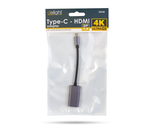 Cablu adaptor USB-C la HDMI v1.4 4K 30Hz 16cm delight 20338 Cablu adaptor USB-C la HDMI v1.4 4K 30Hz 16cm delight 20338