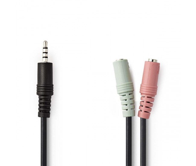 Adaptor audio pentru casti Jack 3.5 mm tata - 2x 3.5 mm mama 0.2m negru NEDIS