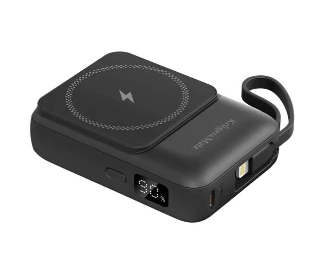 Power Bank inductie Kruger&Matz KM0913-B 10000mAh Li-ion Mag Safe wireless 15W / USB-C 20W /USB-A 22.5W / Lightning 10W
