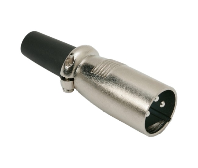 Mufa XLR 3 poli tata cu protectie pentru cablu din cauciuc Mufa XLR 3 poli tata cu protectie pentru cablu din cauciuc