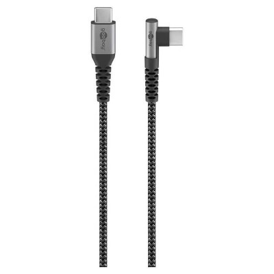 Cablu elegant extra-robust textil 2m 60W USB2.0 type C 90 grade - USB type C mufe metalice Goobay 64660