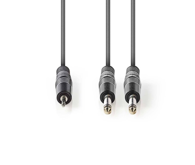 Cablu audio Stereo Jack 2x 6.35 mm tata mono - 3.5 mm tata Stereo 1.5m gri Nedis Cablu audio Stereo Jack 2x 6.35 mm tata mono - 3.5 mm tata Stereo 1.5m gri Nedis