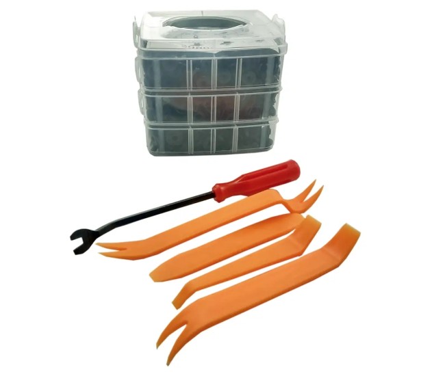 Set pentru auto 16 modele cleme din plastic 620buc + 5 unelte Carguard SCA002
