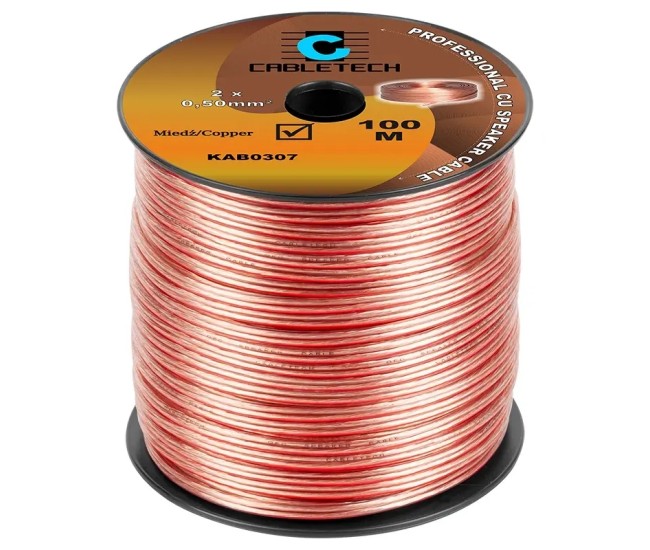 Cablu difuzor 10m 2x0.5mm cupru transparent Cabletech KAB0307-10 Cablu difuzor 10m 2x0.5mm cupru transparent Cabletech KAB0307-10
