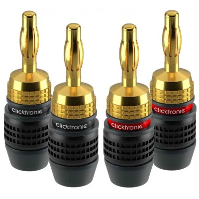 Set 4 mufe Banana 4mm Premium Clicktronic Conexiuni Audio de Inalta Calitate pentru cablu 6.0mm2 52546
