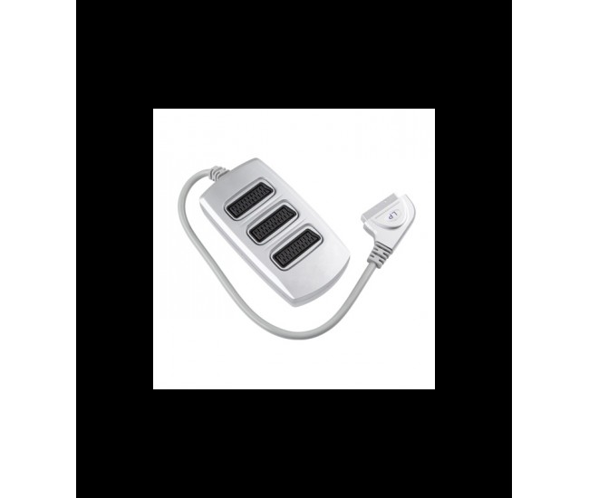 Cablu adaptor Scart Box cu 3 cai Scart 21 pini mama Cablu adaptor Scart Box cu 3 cai Scart 21 pini mama