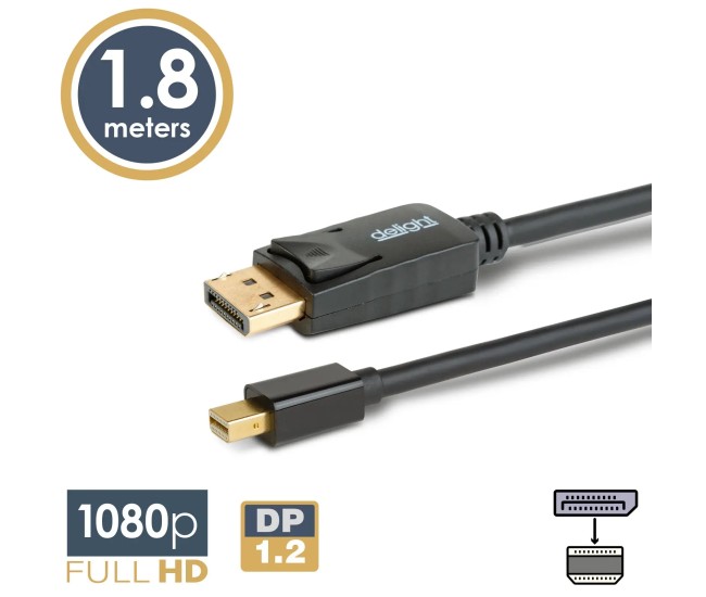 Cablu DisplayPort v1.2 la Mini DisplayPort v1.2 1.8m FullHD 1080p delight 20336A Cablu DisplayPort v1.2 la Mini DisplayPort v1.2 1.8m FullHD 1080p delight 20336A