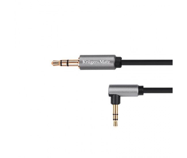 Cablu Jack 3.5 mm tata - tata 90 grade 1m BASIC Kruger&Matz Cablu Jack 3.5 mm tata - tata 90 grade 1m BASIC Kruger&Matz