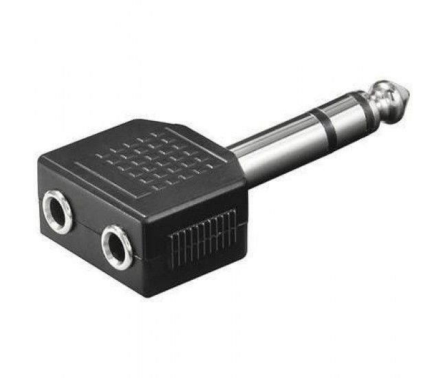 Adaptor Jack 6.35 mm la 2x 3.5 mm mama stereo Goobay Adaptor Jack 6.35 mm la 2x 3.5 mm mama stereo Goobay