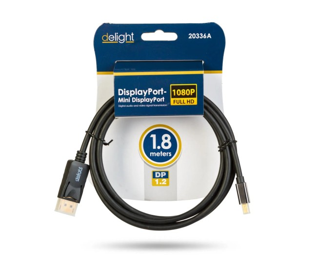 Cablu DisplayPort v1.2 la Mini DisplayPort v1.2 1.8m FullHD 1080p delight 20336A Cablu DisplayPort v1.2 la Mini DisplayPort v1.2 1.8m FullHD 1080p delight 20336A