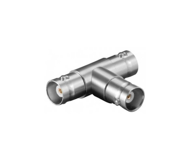 Adaptor BNC la 2x BNC mama T contacte aurite Goobay Adaptor BNC la 2x BNC mama T contacte aurite Goobay