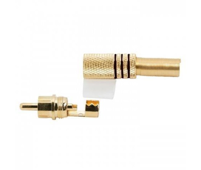 Mufa RCA aurita inel negru tata cablu maxim 6mm Mufa RCA aurita inel negru tata cablu maxim 6mm