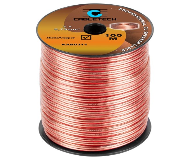 Cablu difuzor 2x0.75mm cupru transparent 1m Cabletech KAB0311