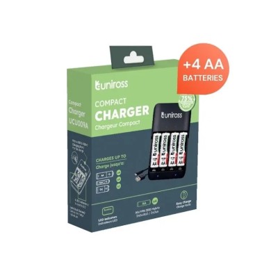 Incarcator Ni-MH AA /AAA /9V Uniross UCU009A + 4x AA 2100mAh