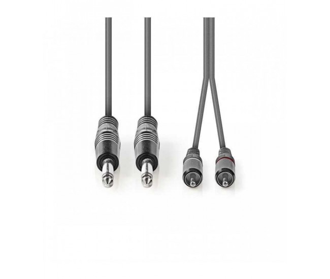 Cablu audio stereo 2x 6.35 mm Jack tata - 2x RCA tata 1.5m gri Nedis Cablu audio stereo 2x 6.35 mm Jack tata - 2x RCA tata 1.5m gri Nedis