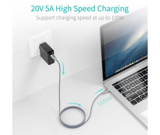 Cablu USB Type C - USB Type C PD 100W 1.8m gri Choetech XCC-1002-GY Cablu USB Type C - USB Type C PD 100W 1.8m gri Choetech XCC-1002-GY