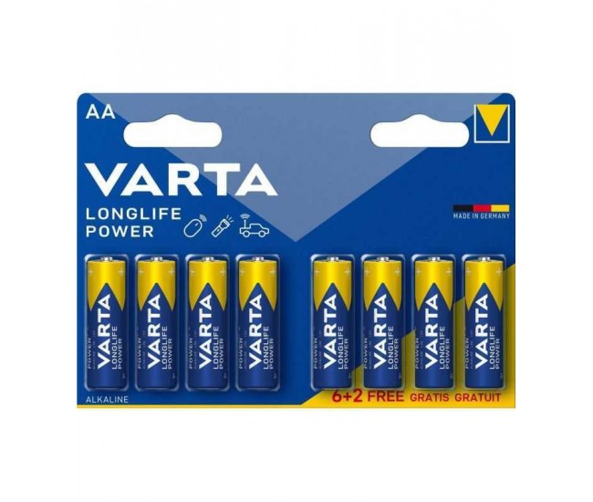Baterii R6 AA Alkaline Longlife Power Varta 8buc/blister Baterii R6 AA Alkaline Longlife Power Varta 8buc/blister