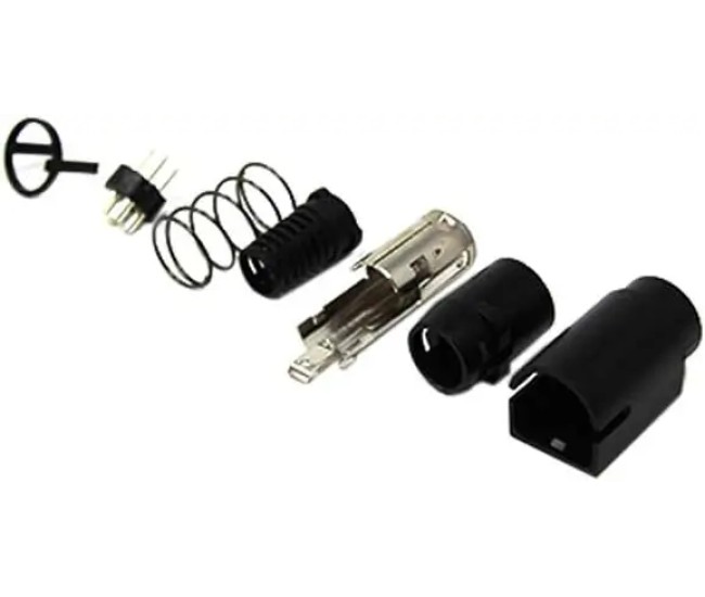 Mufa conector alimentare DC tata R7B 4 pini lipire 6.5mm montare pe cablu Ninigi PC-MDP-402-4P