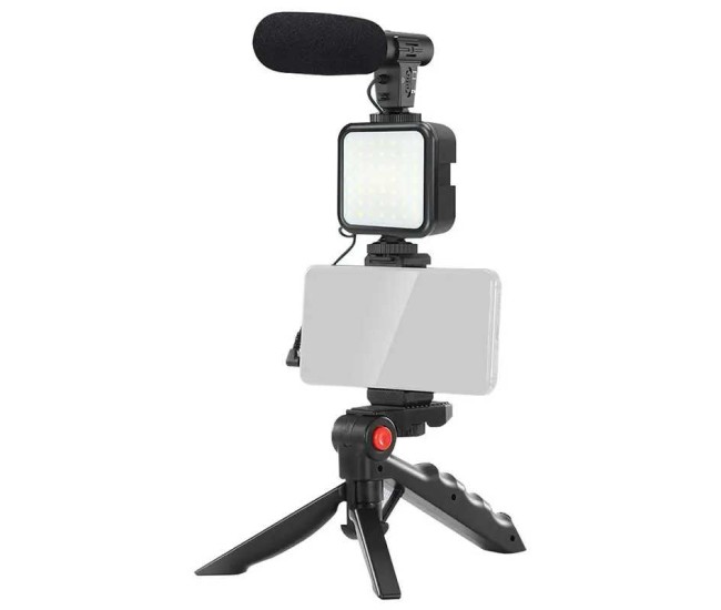 Set Vlogging 4 in 1 PLATINET PMVG4IN1 Microfon /Lumina video LED /Suport smartphone /Trepied Set Vlogging 4 in 1 PLATINET PMVG4IN1 Microfon /Lumina video LED /Suport smartphone /Trepied