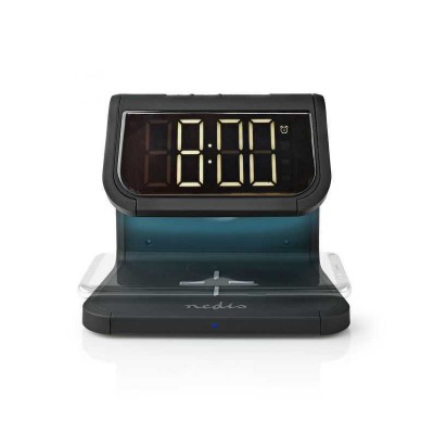 Ceas cu alarma Nedis incarcator wireless Qi lumina multicolora negru