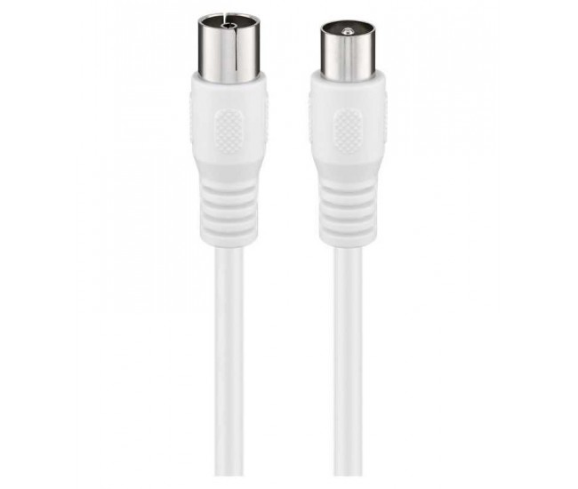 Cablu COAXIAL TV antena 1m mama-tata 75 ohm clasa A 85DB Dublu ecranat CCS alb 66612 Goobay Cablu COAXIAL TV antena 1m mama-tata 75 ohm clasa A 85DB Dublu ecranat CCS alb 66612 Goobay