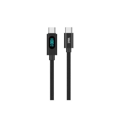 Cablu USB TYPE C - USB TYPE C 1m 20V/5A 100W negru afisaj incarcare Well