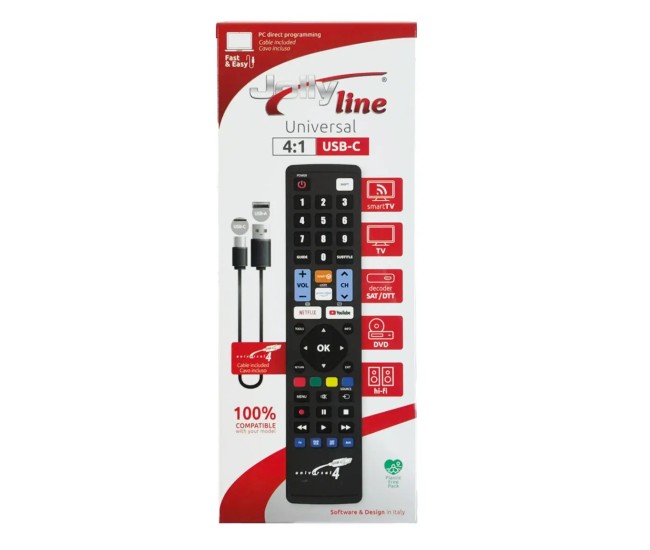 Telecomanda programabila universala 4:1 inclusiv cablu USB-C pentru programare Jollyline (696)