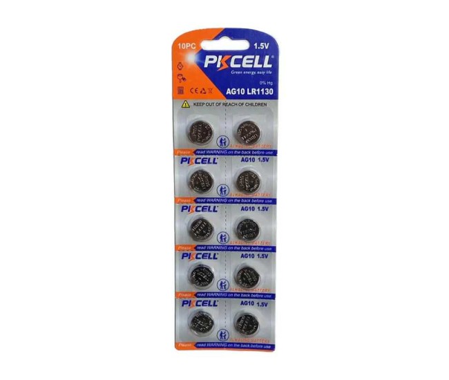 Set 10 baterii alkaline PKCELL AG10 LR1130 1.5V (612) Set 10 baterii alkaline PKCELL AG10 LR1130 1.5V (612)